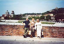 Verona. Romano, Olga and Cinzia at the bridge called Ponte Pietro in Italian