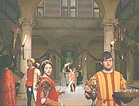  The courtyard of Palazzo Piccolomini transformed into the Capulet's one for the film