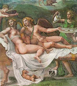 Джулио  Романо.  Психея  и  Амур - деталь  фрески  1525-1535